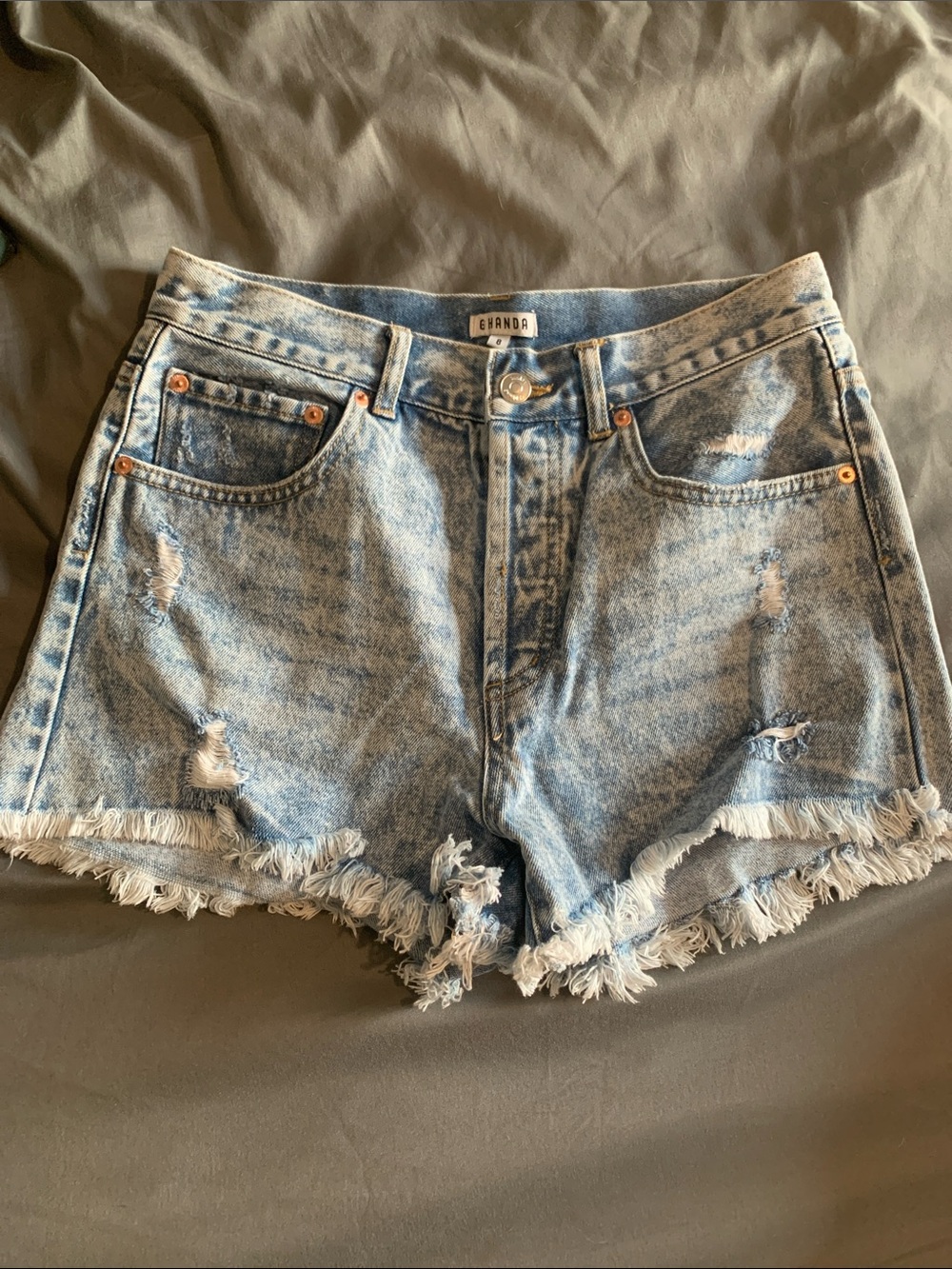 Brandy Melville Acid Wash Light Blue Distressed Jean Shorts